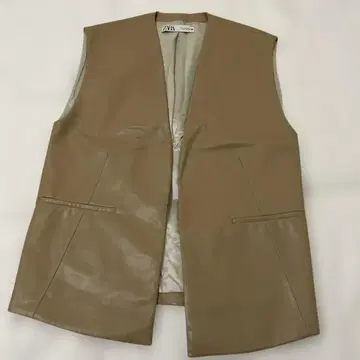 ZARA 가죽 베이지 베스트