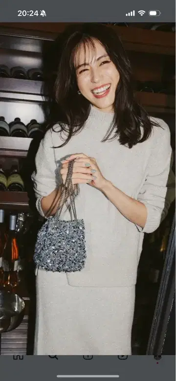 오페크 게이지 니트 + 라메 스팽글 니트 내로우 스커트 세트 판매