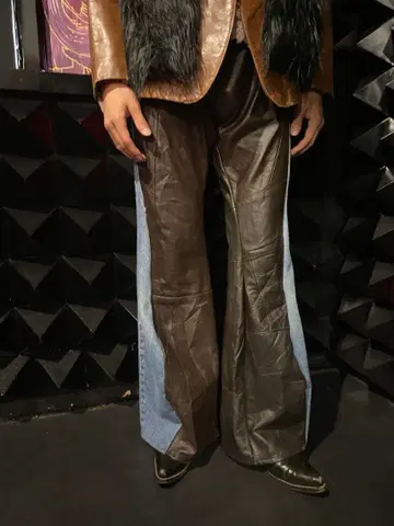 [ HIGAN ] docking leather flare pants