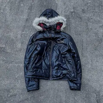 archive fur hoodie down jacket black y2k