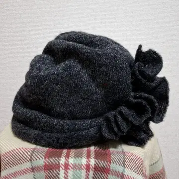 CA4LA 카시라 프릴 니트 모자 다크 그레이