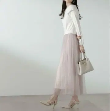 새상품 프로포션 바디 드레싱 니트 튤 도킹 원피스