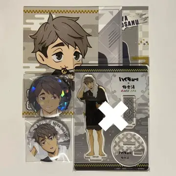 하이큐!! 극락탕 잘 먹겠습니다 캔뱃지 아크릴 스탠드 특전 미야 오사무