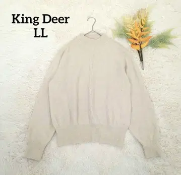 킹 디어 여성용 캐시미어 니트 (LL) 베이지 스탠드 카라