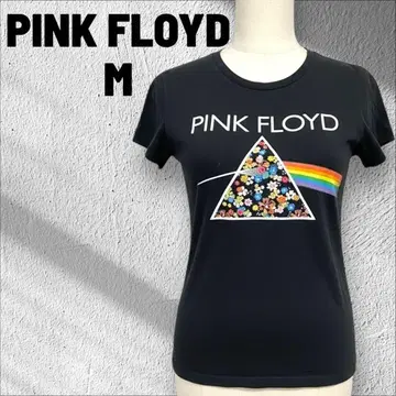 PINK FLOYD 밴딩 T셔츠 블랙 꽃무늬 자수 M 여성용