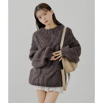 Chico 치코 빅 케이블 루즈 미니 원피스 니트 원피스