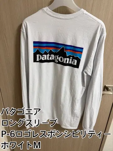 파타고니아 P-6 로고 롱 슬리브 T셔츠 화이트 M