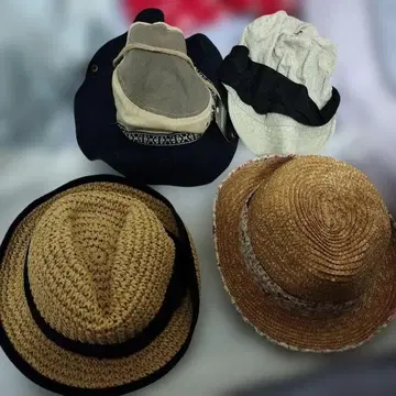 여성용 모자 묶음 판매 4점 밀짚모자 햇 캡