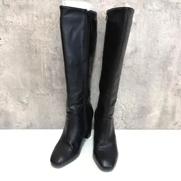 롱 부츠 블랙 M 사이즈 사이드 지퍼 스퀘어토