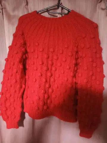 빈티지 v 일품 빨간색 버블 3D 니트 긴팔