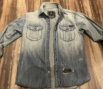 ZANEROBE 데님 셔츠 긴팔 데미지 가공