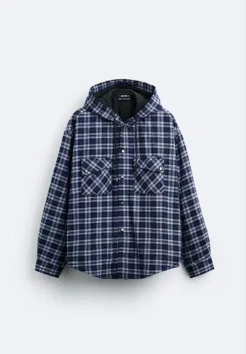 ZARA 후디드 체크 셔츠 자켓