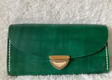 그린 가죽 장지갑 플랩식