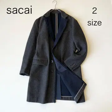 4978 [새상품급] 사카이 체스터 코트 바이컬러 그레이 네이비 M