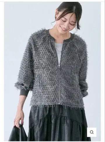 kuih 페더 자카드 지퍼 블루종