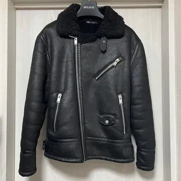 ZARA 보아 카라 부착 더블 라이더 자켓