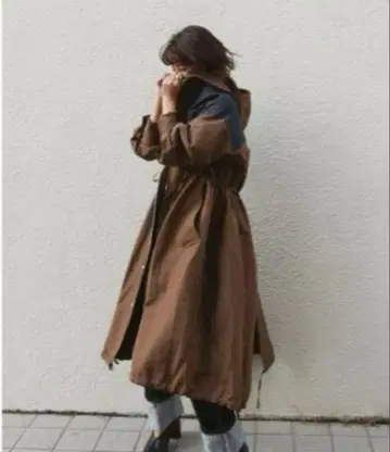 etre tokyo 바이컬러 후디드 코트 브라운 S