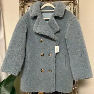 택 포함 미사용 새상품 울 혼방 보아 코트 여성용