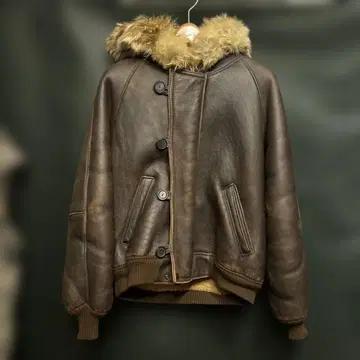 빈티지 무스탕 브라운 가죽 퍼 자켓 USA제