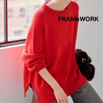 FRAMeWORK 래글런 슬리브 와이드 풀오버 레드
