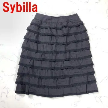 A2973 시빌라 롱 스커트 안감 있음 티어드 그레이 L