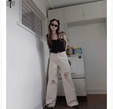 fictiontokyo 보이프렌드 데님 화이트