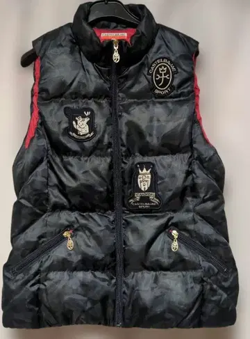 까스텔바작 여성용 다운 슬리브리스 베스트 블랙 x 빨간색 사이즈 42