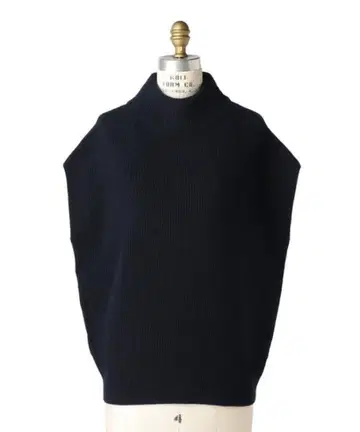 [ 드로어 ] 9G 하찌 보틀넥 슬리브리스 니트/네이비