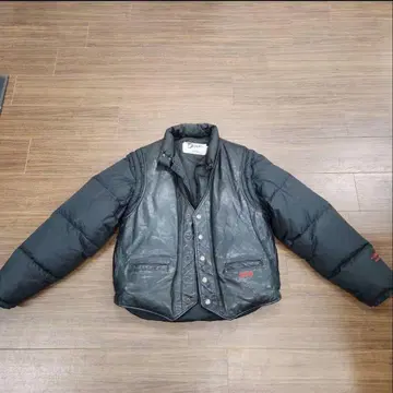 90s Schott 2Way 가죽 다운 자켓 USA 제조