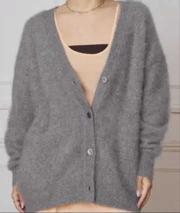 이에나 퍼 니트 가디건 그레이