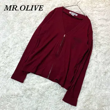 미스터 올리브 집업 가디건 M 와인 레드 계열 자수 디자인