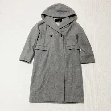 SLOBE IENA 롱 코트 후드 부착 울 그레이