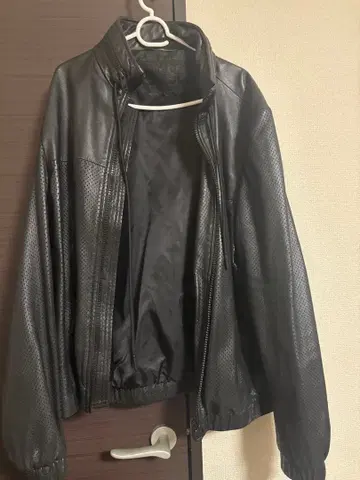 블랙 메쉬 가죽 자켓