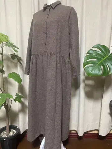 이치 울 100% 브라운 롱 원피스 프리