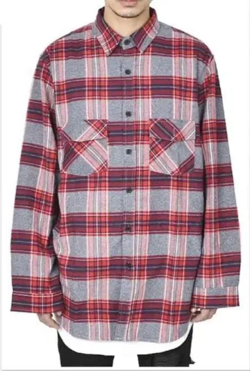 체크/플란넬 셔츠/사이드 슬릿