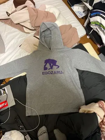 EGOZARU 그레이 후드 부착 후드티
