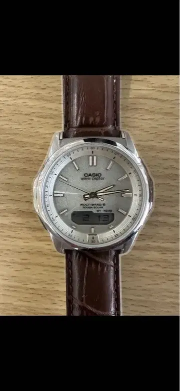 CASIO 전파 솔라 5161 디지털 표시 시계 실버