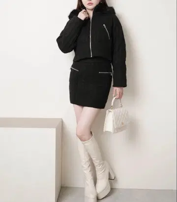 LIP SERVICE 웜 케이블 니트 패딩 자켓 셋업