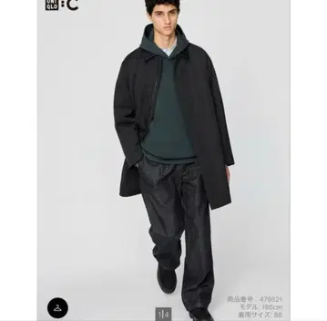 [ 미사용 ] 유니클로C 턱 스트레이트 팬츠 데님+ 09 블랙