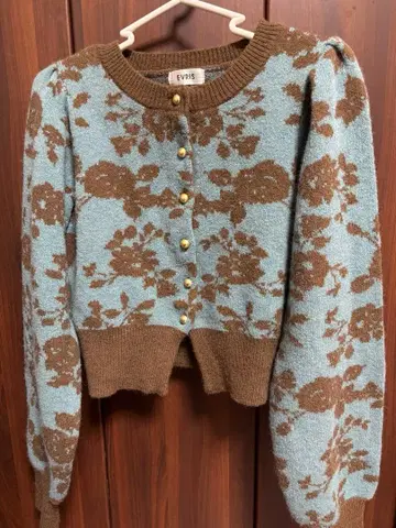 EVRIS 플라워 앙상블 니트탑 블루