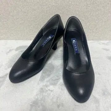 [ 미사용급 ] 다이애나 펌프스 블랙 가죽 스틸레토 20.5cm