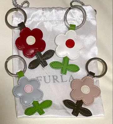 FURLA 훌라 천연 가죽 키링 세트 4점 꽃 키링