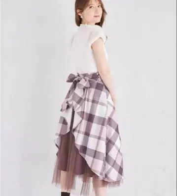 택 포함 새상품 토코 클로젯 체크 리본 스커트