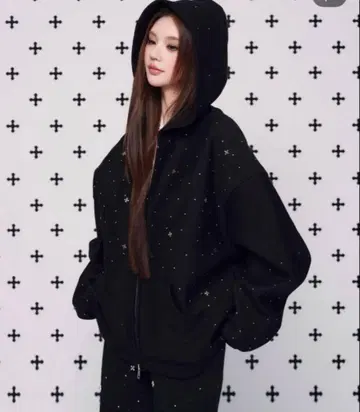 ANDWANG 키라키라 주얼 집업 후드티