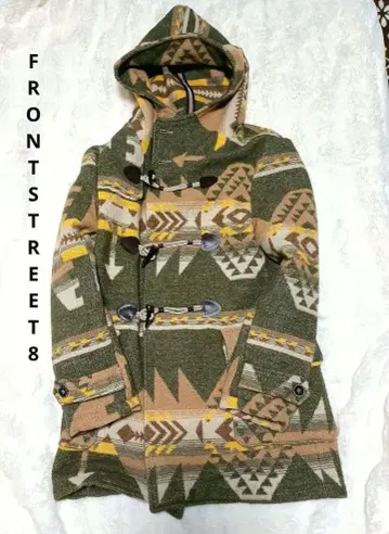 [ 레어 ] FRONT STREET 8 더플 코트 올 패턴 카키 베이지
