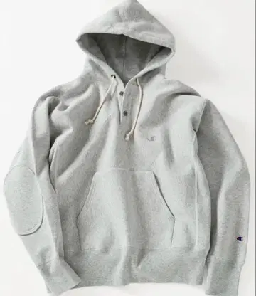 CHAMPION*relume 엘보우 패치 헨리넥 후드티