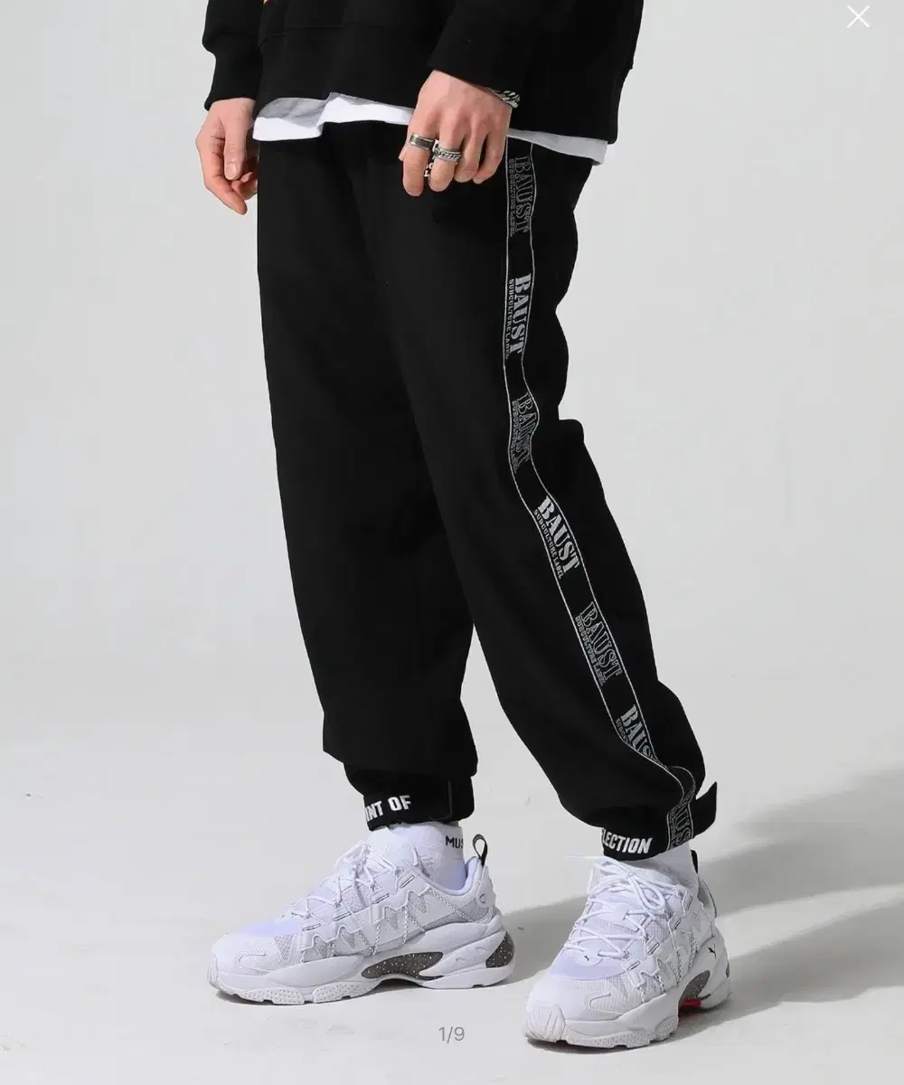 Baustcrop Slacks Modified Buckle Jogger Pants Black L