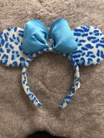 디즈니 머리띠 파랑 레오파드 무늬