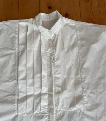 스튜디오 클립 화이트 턱인 대형 셔츠 롱