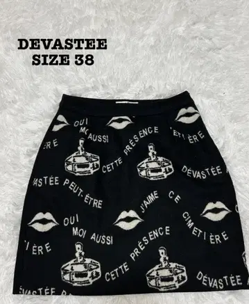 DEVASTEE 올 패턴 미니 스커트 38 M 블랙[279]